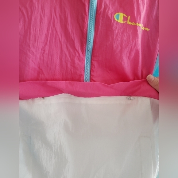 Champion Men's Colorblock Manorak 2.0 size Small in Blue Horizon/Reef Pink/White - Picture 11 of 16